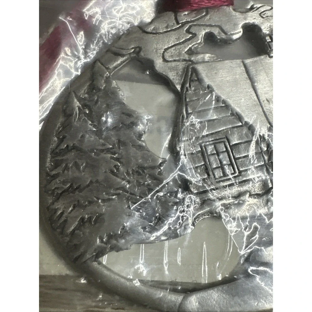 SEAGULL PEWTER LOG CABIN Christmas‎ Ornament Nos Etain Zinn Canada